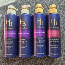 Hair Biology Purple Shampoo 2 Conditioner 2 Biotin 12.8oz Silver Glowing