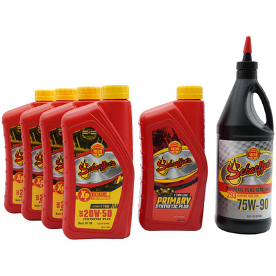 Schaeffer's V-Twin 3-Hole Oil Service Kit, 20W-50 Engine Oil, Primary, Gear Lube