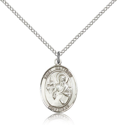 Saint Matthew The Apostle Medal For Women - .925 Sterling Silver Necklace On ...