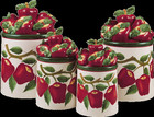 Apple 4 PC Ceramic Canister Set with Seal Lid