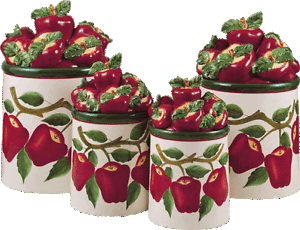 4pc Red Ceramic Canister Set