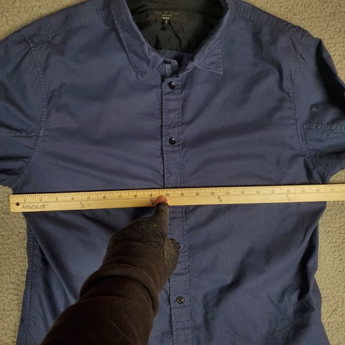 Rag & Bone Dress Shirt Mens Medium Navy Cotton Blend Long Sleeve Button Down - Picture 5 of 13