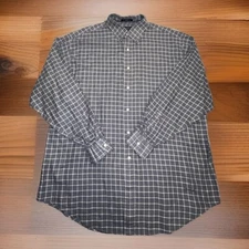 Daniel Cremieux Shirt Mens Large Blue Plaid  Fine Italian Fabric Preppy Business