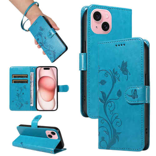 For iPhone 15 Pro Max 14 13 12 11 Pro Flip Wallet Card Holder Leather Case Cover - Picture 12 of 38