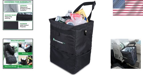 Versatile Black Auto Trash Bag with Lid - 25L Storage for Backseat Essentials - Picture 2 of 12