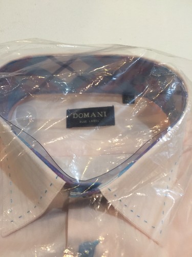 New Mens Domani Pink W Navy Buttons Size Large - Picture 4 of 4