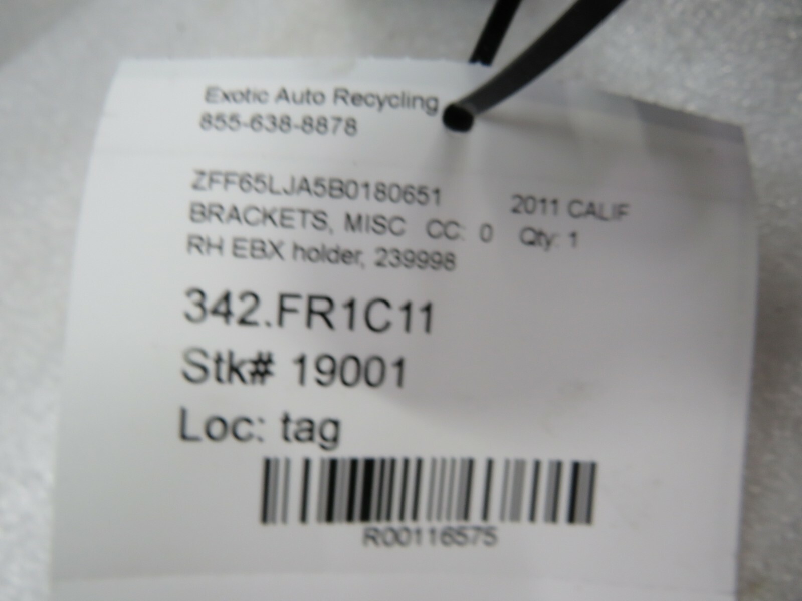 Ferrari California, RH, Right Engine Brain Box Bracket, Used, P/N 239998