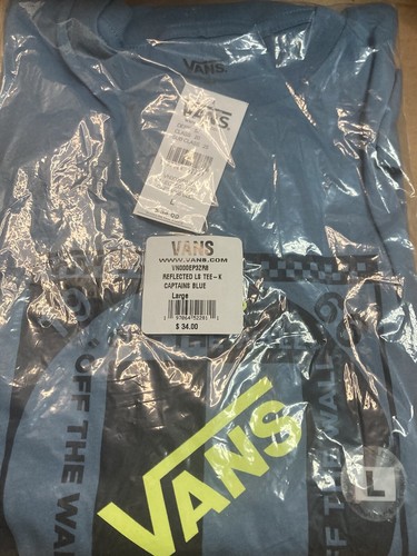T-shirt Vans ""Off The Wall"" da uomo blu grande vestibilità classica manica lunga collo a equipaggio - Foto 3 di 5