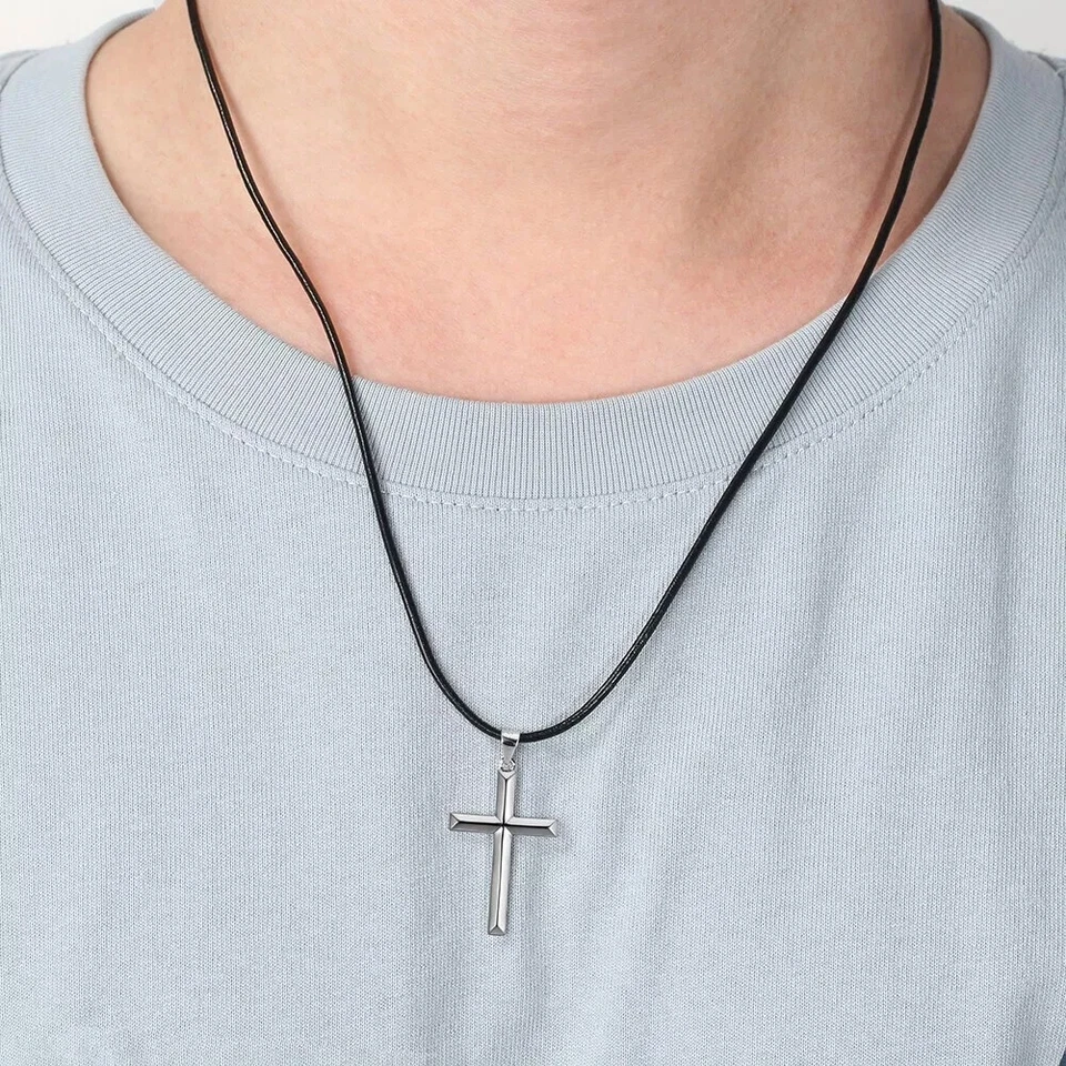 Collar colgante cruz plata de ley 925 - elección de tamaños de cadena para crucifijo Foto 4 de 4