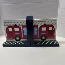 Fire Truck Bookends Creative Concepts Children Room Red White Blue Firefighter