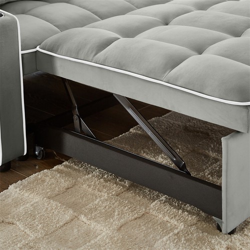 Modern Foldable Sofa Bed in 3 Lengths Adjustable Back w/USB port & Phone Stand - Picture 10 of 15