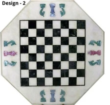 18'' antique white Marble chess Table Top Inlay children game ysr