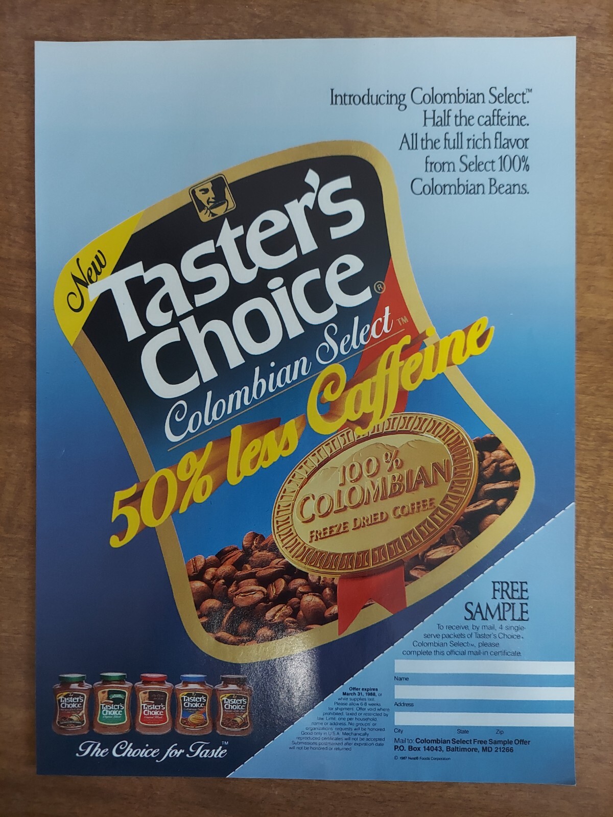 Taster's Choice Colombian Select Coffee 1987 Vintage Print Ad eBay