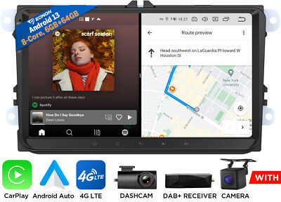 DAB+Android 13 6+64 CarPlay Autoradio NAVI 4G LTE Für VW T5 Multivan Transporter