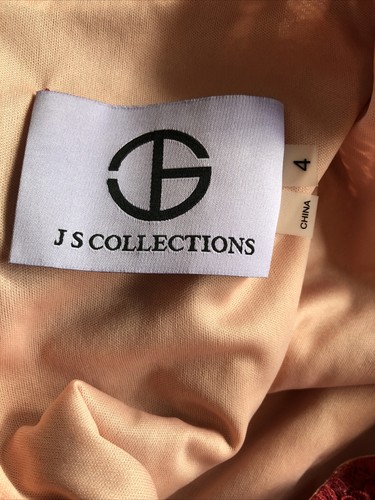 JS Collections Embroidered Dress Ribbon Lace Body con Mid Length Size 4 - Picture 6 of 11
