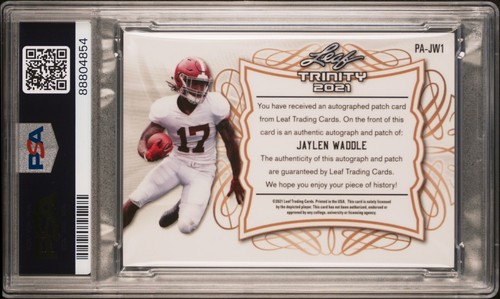 Jaylen Waddle Trinity 2021 RC Rookie GAME WORN Patch Auto - RPA /25 - PSA 9 - Bild 3 von 4