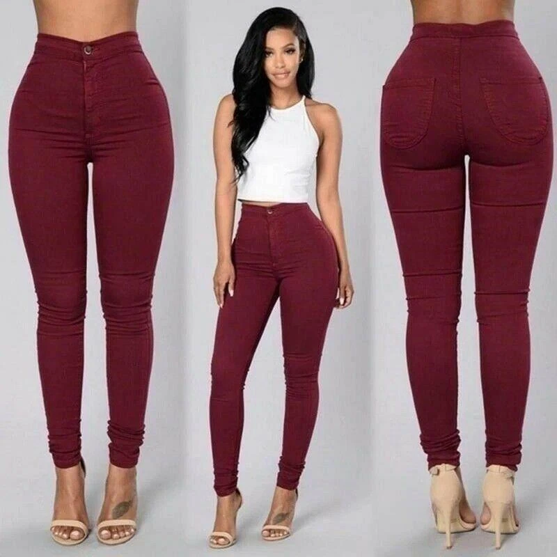 Pants De Mujer Pantalones De Moda Cintura Alta Vaqueros Ropa Pantalon  Delgado