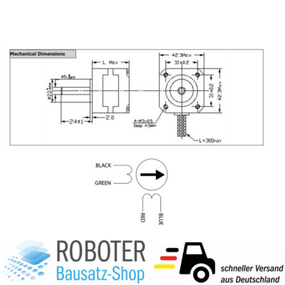 Nema 17 Stepper Schrittmotor 42BYGHW811  Wantai 2.5A 3.1V CNC RepRap 3D Drucker