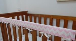 Cot Rail Cover Crib Teething Pad Baby Pink Chevron Set Of Two