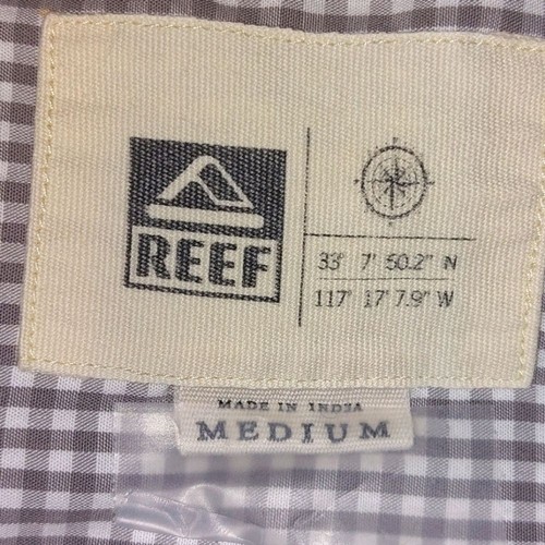 Reef Men's Vacation Lightweight Short Sleeve Cotton Checkered Shirt Gray EUC - Picture 7 of 9