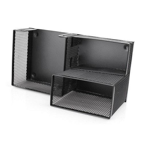 Desk Organizer Mesh Style Desktop Office Pen Pencil Holder Storage Metal Black - Picture 8 of 10