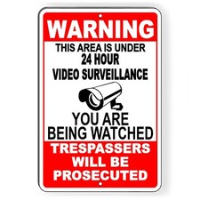Video Surveillance Security 8" x 12" Aluminum Sign No Trespassing Alarm Camera