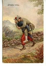 Nobility of Soul-Grandeur D'Ame Art-WWI Soldiers-French Military Postcard