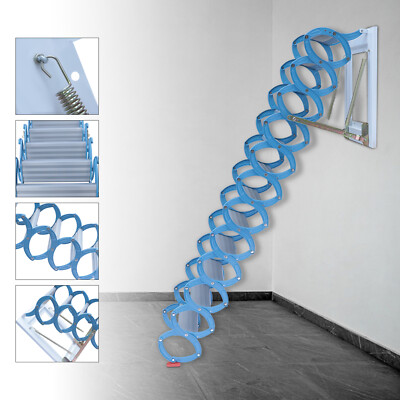  12 Steps Loft Wall Folding Pulldown Attic Ceiling Ladder Stairs 1102.3 lbs