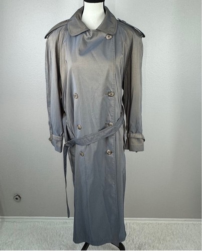 Forecaster of Boston Vintage Trench Coat Women Blue 11/12 Belted Double Breasted