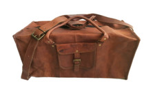 Borsa Da Viaggio Duffle Fatta A Mano In Pelle Di Capra Marrone Grande USA Bella