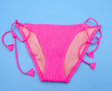 Victorias Secret Large Pink Ruched Fabric Brazilian Tie Beach Bottom Swimwear VS