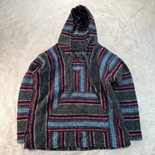 Hydration Nation Mens Medium Multicolor Authentic Mexican Baja Hoodie Poncho
