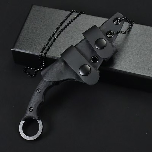 Tops Poker Fixed Knife 1095 Steel G10 Handle Kydex Sheath Tactical Knife Black - Picture 7 of 9
