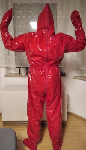 Adult Baby Strampler Overall Catsuit LACK PVC SCHLAFANZUG GUMMI BONDAGE FENSTER - Bild 3 von 12