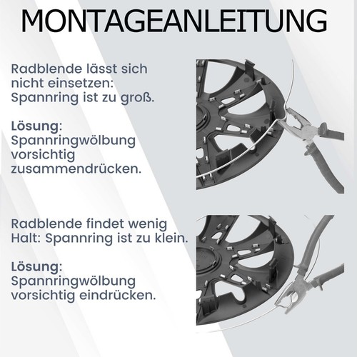 Radkappen 16 Zoll schwarz 4 Stück Radzierblenden Felgenkappen VERSANDKOSTENFREI - Bild 9 von 9