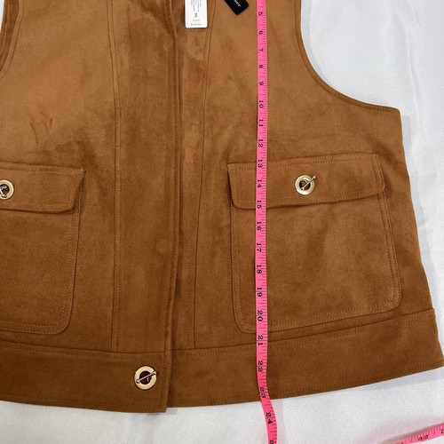 Chicos Black Label Faux Suede Grommet Vest Gingerbread Brown Western Cowgirl 3 - Picture 8 of 8
