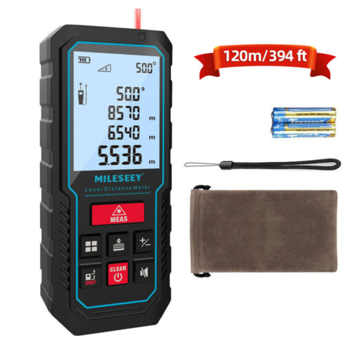 Mileseey 120M Laser Distance Measure Meter 2" LCD Backlit Auto level Auto height - Picture 1 of 14