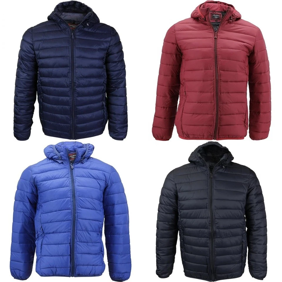 Maximos Abrigo Para Hombre Ligero Cremallera Aislado Puffer Calce Ajustado Chaqueta con Capucha