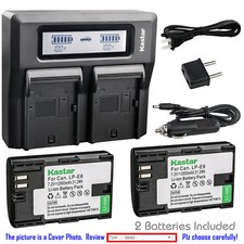 Kastar Battery LCD Dual Fast Charger for Canon LP-E6 LP-E6N LCE6 Canon EOS 5DS R
