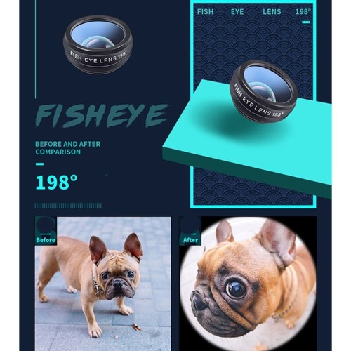 Phone Camera Lens Clip on Cell Phones Lens kit 10 in 1 198�� Fisheyes Lens Macro - Zdjęcie 5 z 8
