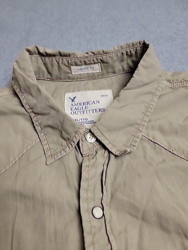 Camisa a Presión American Eagle Pearl para Hombres 2XL Marrón Bolsillos Algodón Vaquero Occidental - Imagen 4 de 16