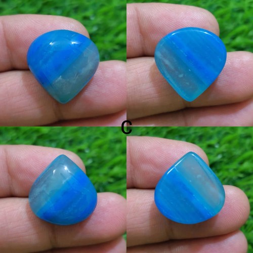 Amazing Blue Banded Agate Pear Shape Cabochon Loose Gemstone For Making Jewelry - Picture 11 of 13