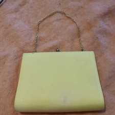 Yellow VTG Deco Minimalist Style Clutch/Purse w/ Gold Chain Strap  Snap Closure