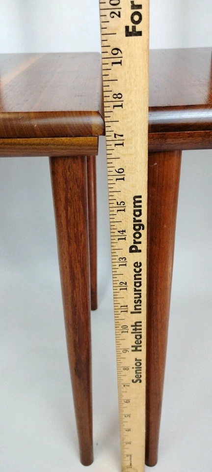 3 pc Ozark Walnutware Nesting Side Table Set Solid Walnut Tapered Legs MCM Wood - Image 4 of 4