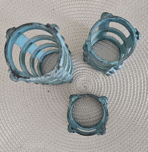 Set of 3 Brutalist style Candlestick Holders Cage Design - Picture 8 of 12