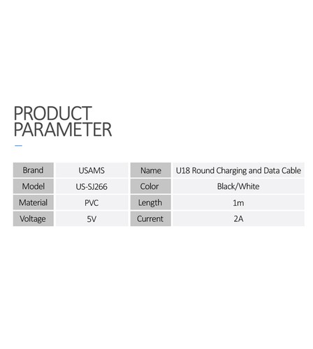 USAMS USB Cable for iPhone Type C Micro 2A Charging Data Sync. Black White - 1m - Picture 7 of 13
