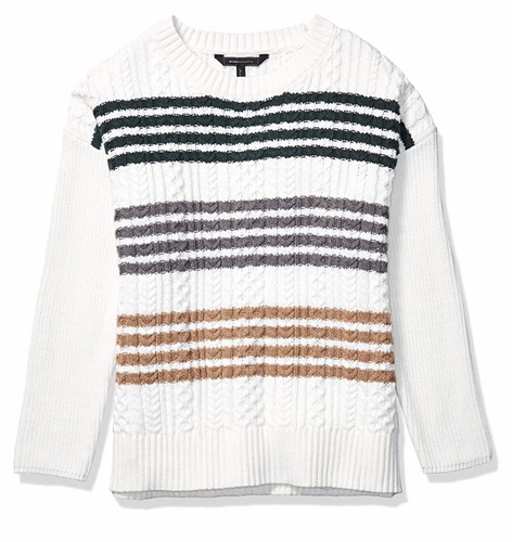 BCBGMAXAZRIA Women's Colorblock Stripe Crew Neck Sweater Off White Size M NWT - Bild 4 von 6