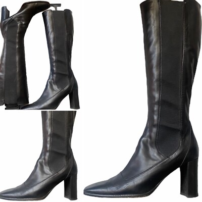 Hobbs Knee High Boots Size 40 Lillie Black Leather Riding Style