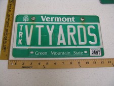 2001 01 VERMONT VT LICENSE PLATE VANITY VTYARDS VERMONT YARDS LAWN JUNK SALVAGE