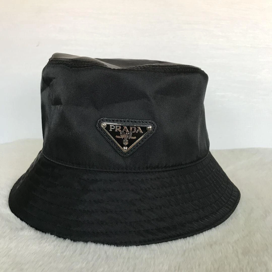 PRADA Bucket Hat Black Black nylon, head circumference 56-58 cm